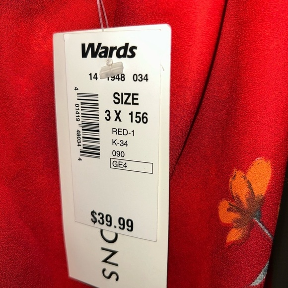 IMPRESSIONS Vintage 1990s Red/Orange Floral Reversible Maxi Dress NWT Size 3X - Picture 7 of 14